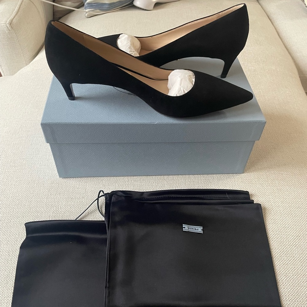 Black Suede Prada Black Women's Heels